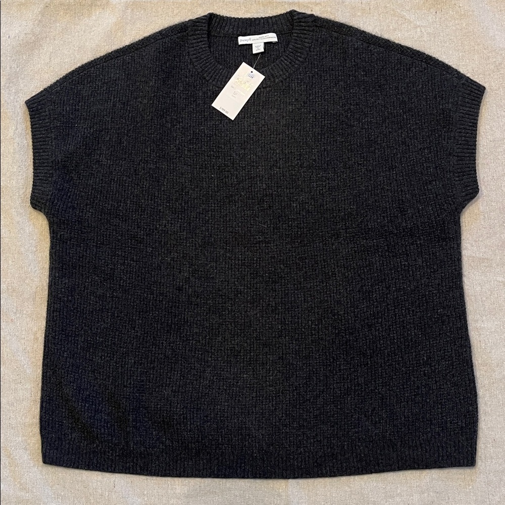NWT J.Jill PJ Recycled Cashmere–Blend Sweater Vest - Dark Charcoal via Heather - Picture 2 of 8